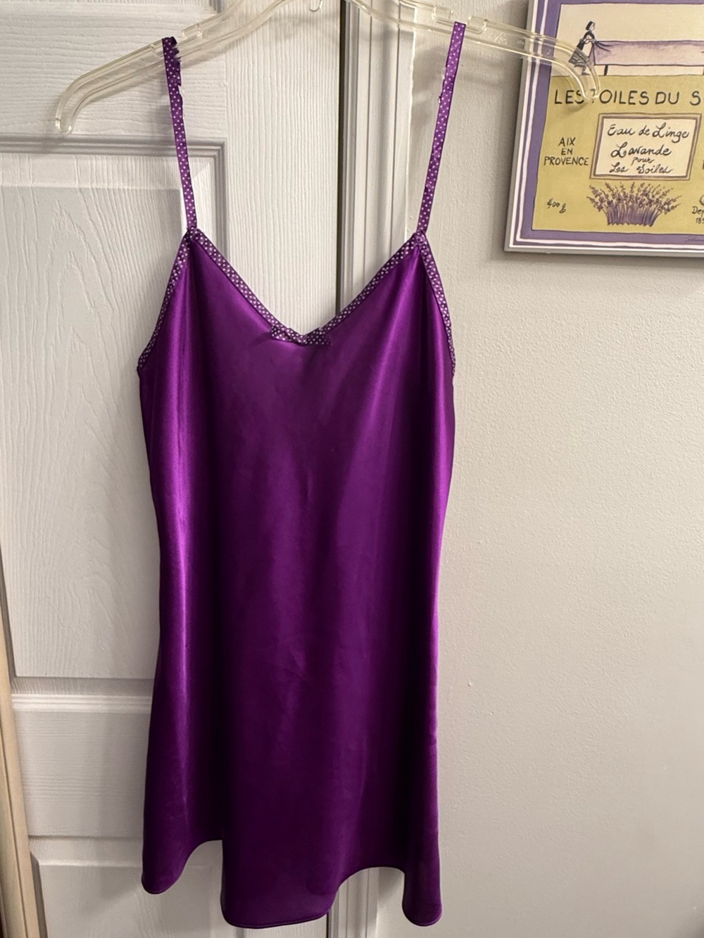 Purple Satin Slip Chemise with matching robe